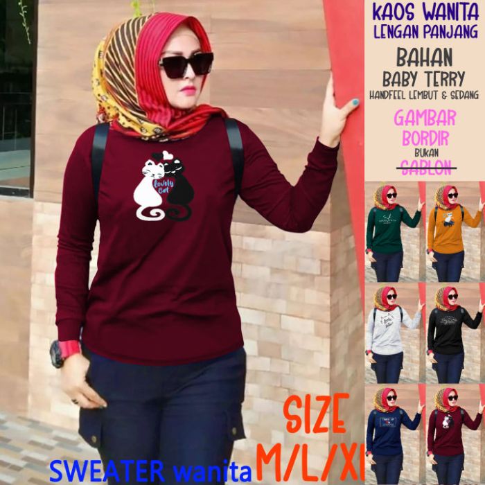Kaos Wanita Lengan Panjang Wanita terbaru / Baju Wanita Atasan Lengan ...