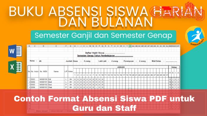 Contoh Kolom Absensi Siswa Dunia Belajar IMAGESEE