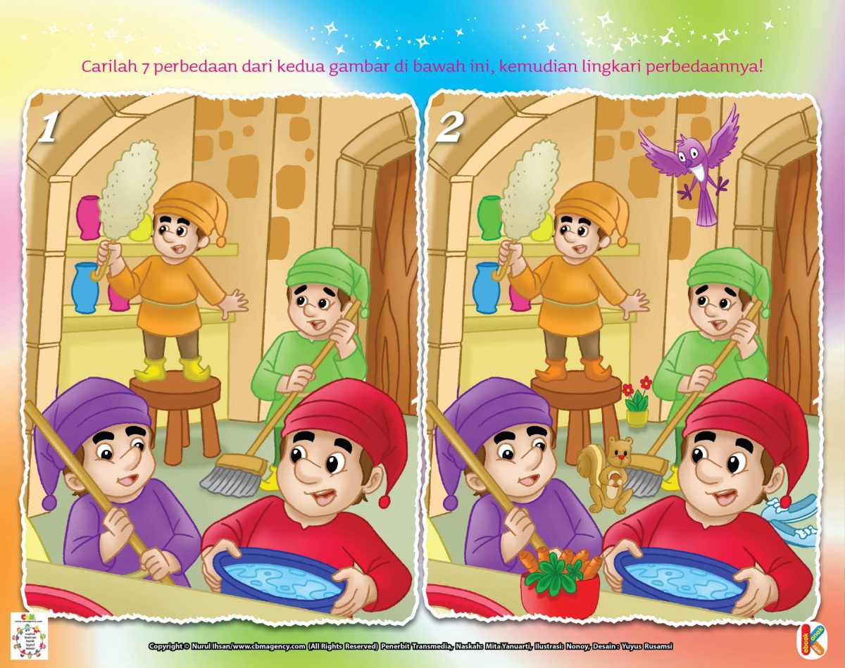 Mencari Perbedaan Gambar Kurcaci | Ebook Anak