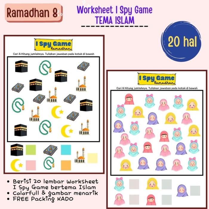 Lembar Kerja (Worksheet) Anak TK - PAUD - SD: Aktivitas Ramadhan 01