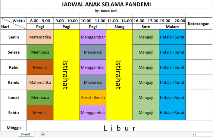 Contoh Jadwal Belajar Anak Di Rumah - 52+ Koleksi Gambar