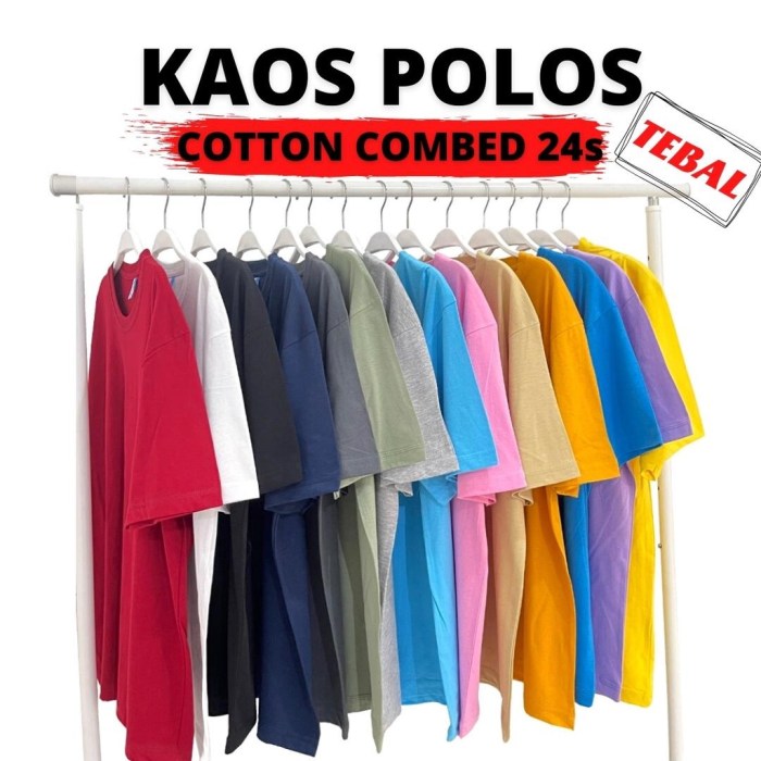 Kaos polos biru langit depan belakang