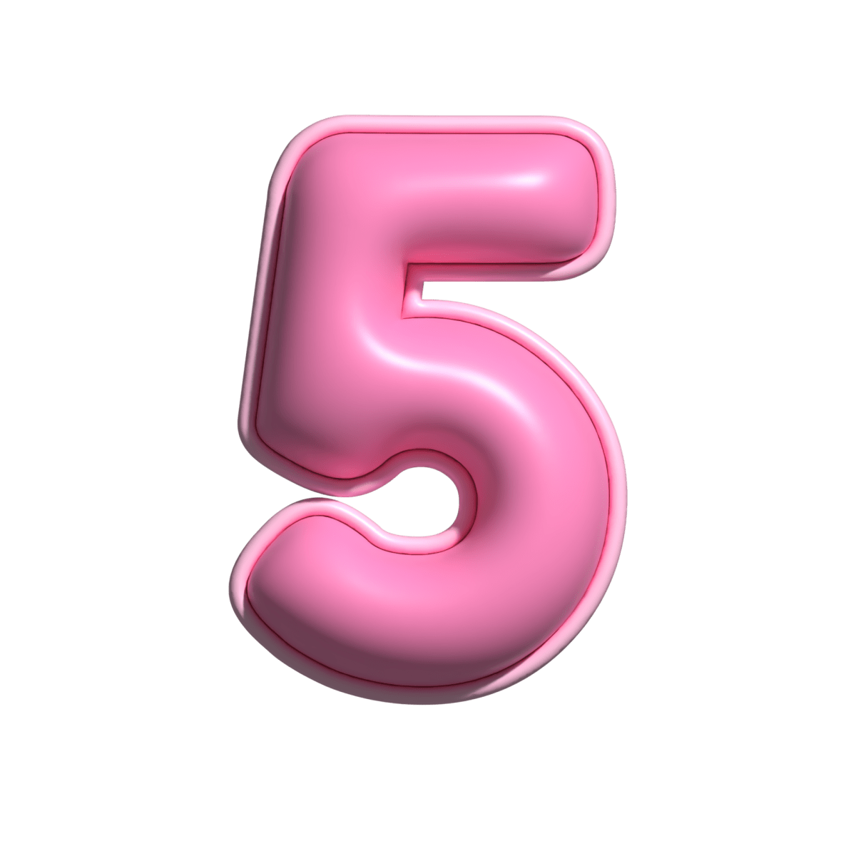 Free number 5 pink alphabet glossy 22502927 PNG with Transparent Background