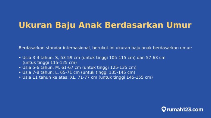Ukuran baju anak 6 tahun