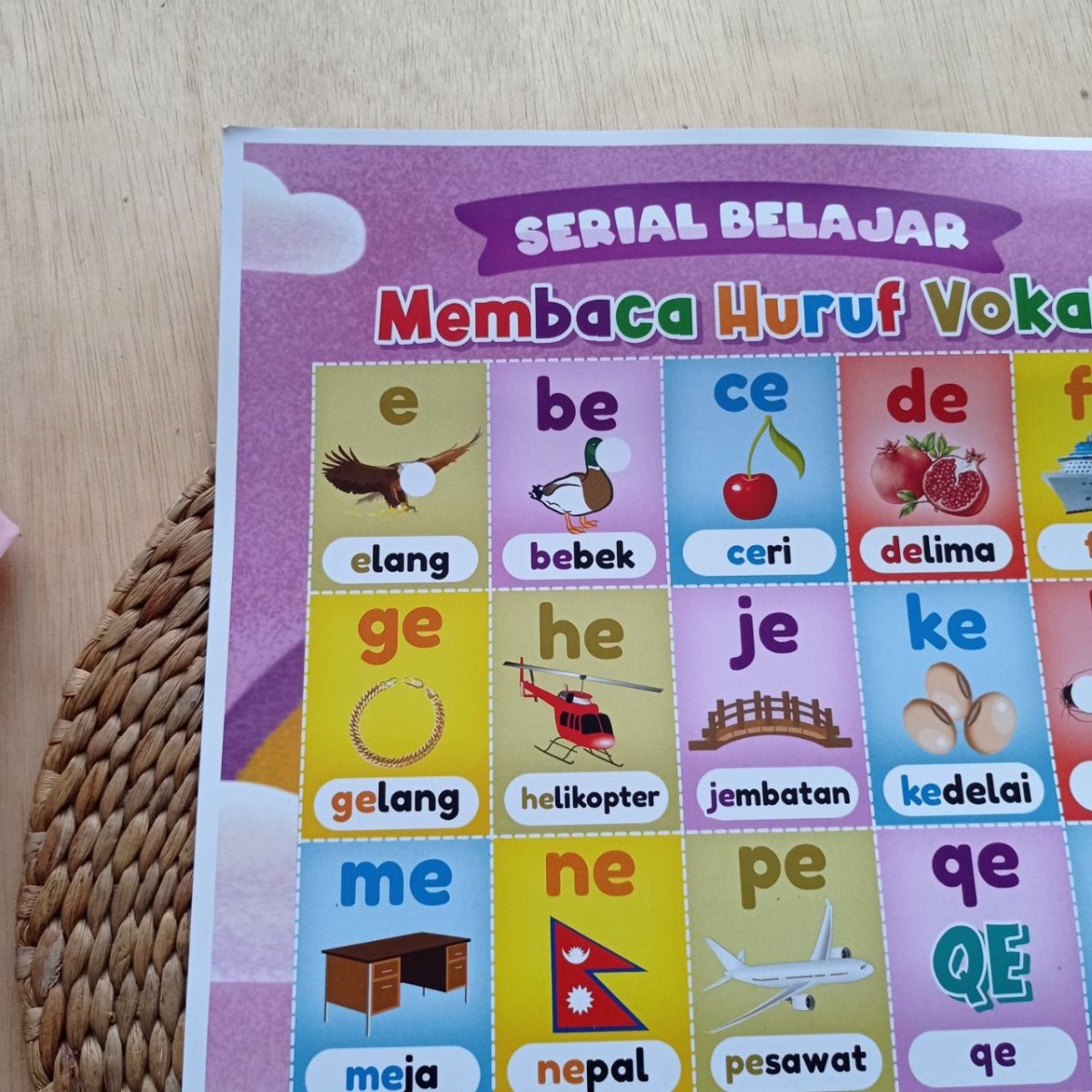 Poster Serial Belajar Membaca Huruf Vokal E Al-Abror - Toko Muslim