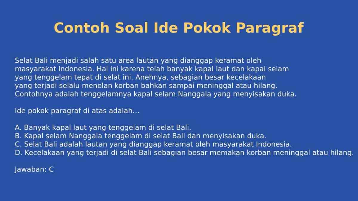 Contoh soal ide pokok paragraf