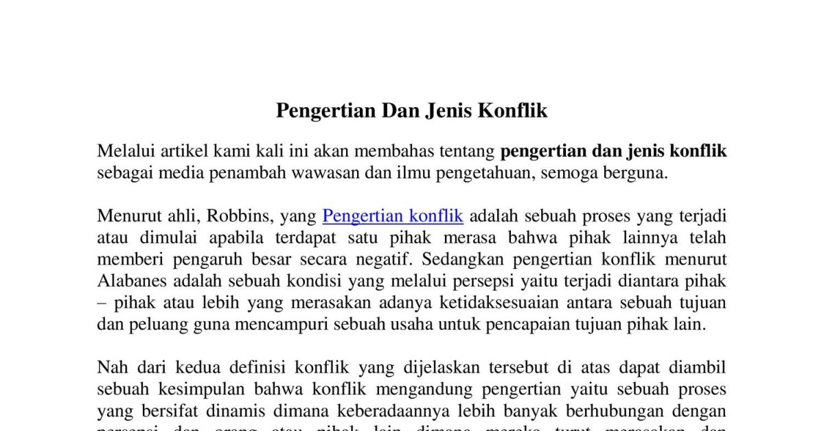 Apa yang dimaksud dengan konflik